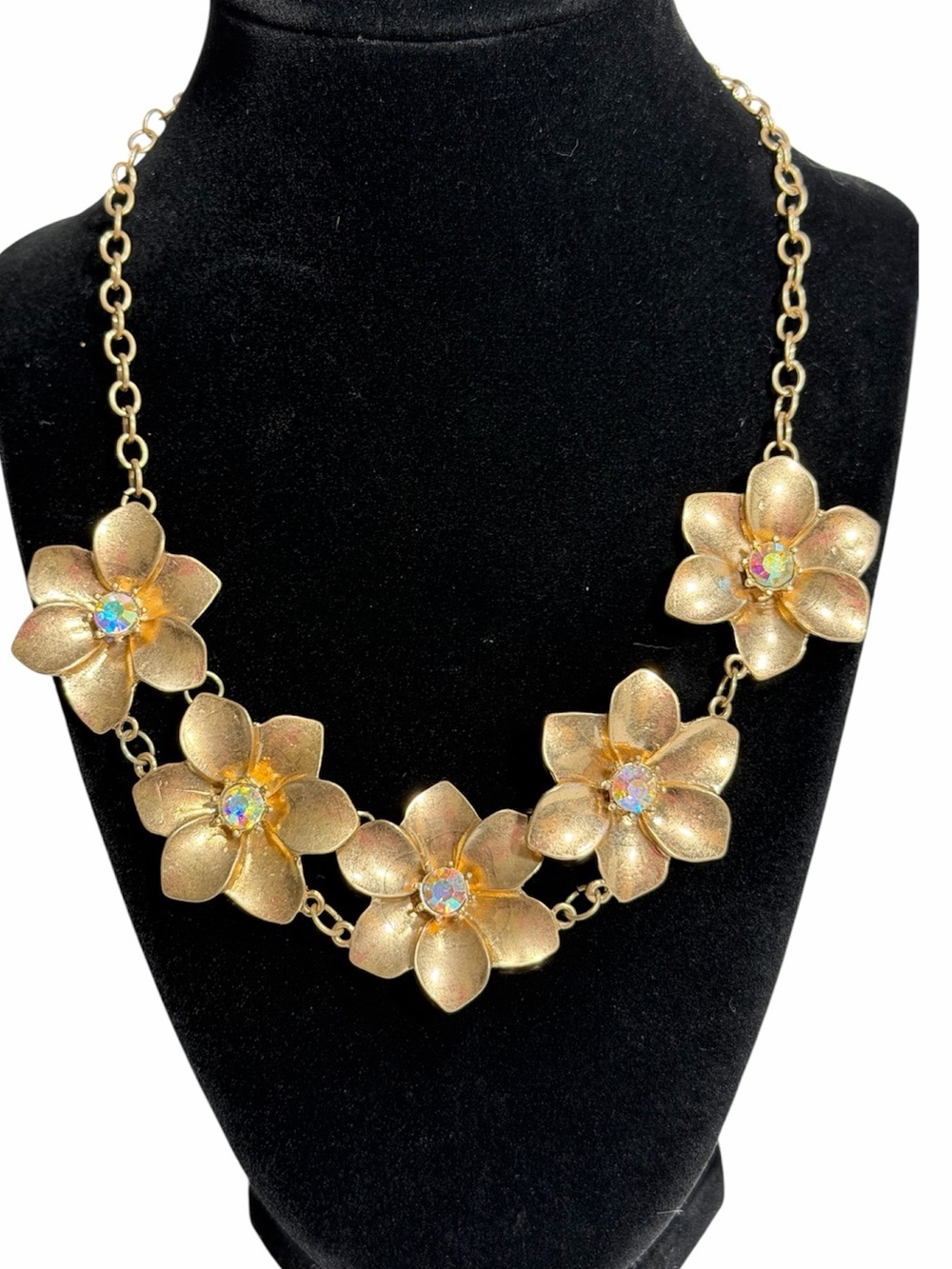 Golden Blooms Aurora Borealis Centers Collar Necklace Fairy Princess Feminine